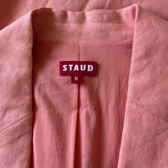 New Staud Blazer Maxwell Linen Blazer in Rosebud Size Medium - Picture 6 of 9